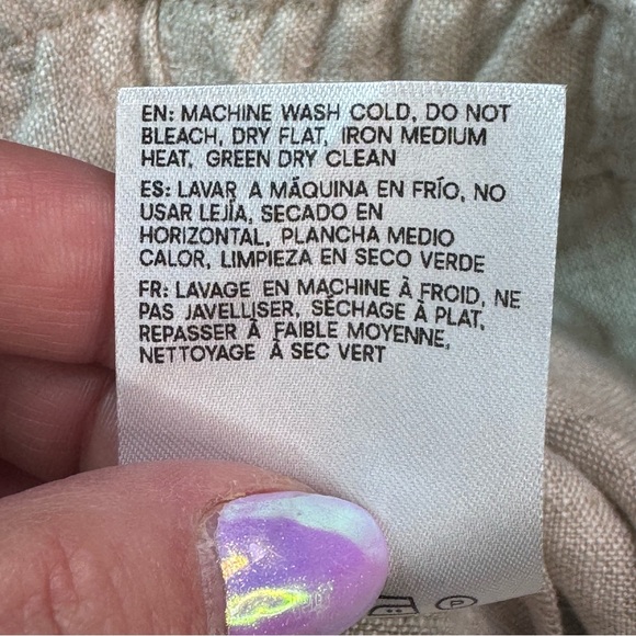 Reformation Cream Tan Linen Wide Leg Elastic Waist Draw String Pants size Large - Picture 12 of 13